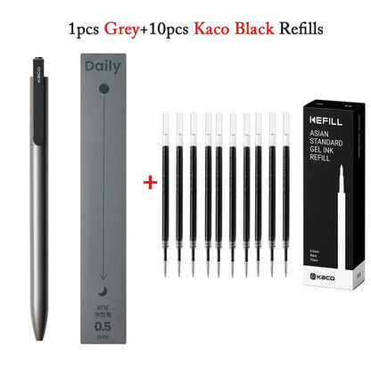 KACO Metal Clip Gel Pen - 0.5mm Black Ink Quick Dry Signature Pen with 800M Smooth Writing Capacity