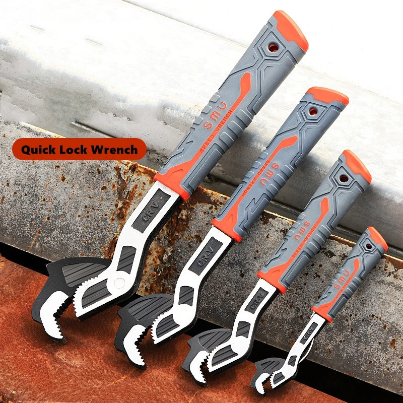Universal Adjustable Self-Locking Wrench - CR-V Multifunctional Plumbing Hand Tool for Bathroom and Home Repairs, 6–12 Inch