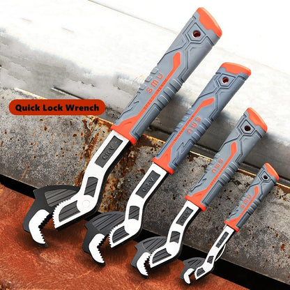 Universal Adjustable Self-Locking Wrench - CR-V Multifunctional Plumbing Hand Tool for Bathroom and Home Repairs, 6–12 Inch