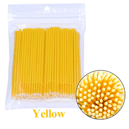 100pcs Eyelash Cleaning Brushes – Micro Cotton Swabs for Lash Extensions & Makeup Remover