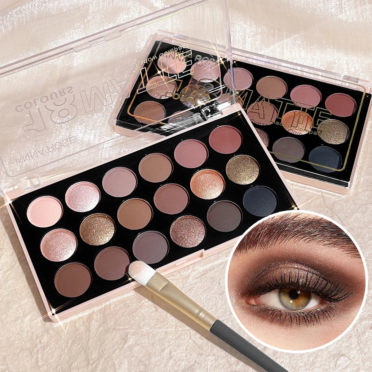 18-Color Eyeshadow Palette – Matte, Pearlescent, Shimmer & Glitter Shades, Long-Lasting Eye Makeup Kit