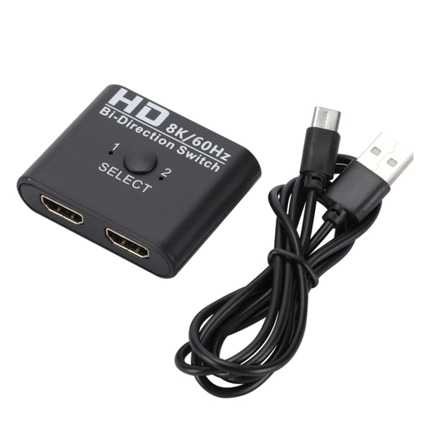 4K HDMI Bi-Directional Switch – 2 Port 8K 60Hz HDMI Splitter for Laptop, PC, Xbox, PS3/4/5, TV Box to Monitor Adapter