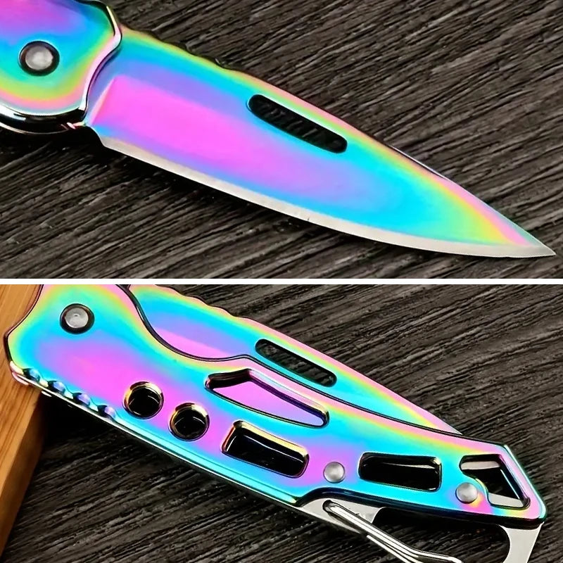 Folding Fruit Knife - Stainless Steel Outdoor Knife with Non-Slip Handle, Ideal for Kitchen and Pocket Use