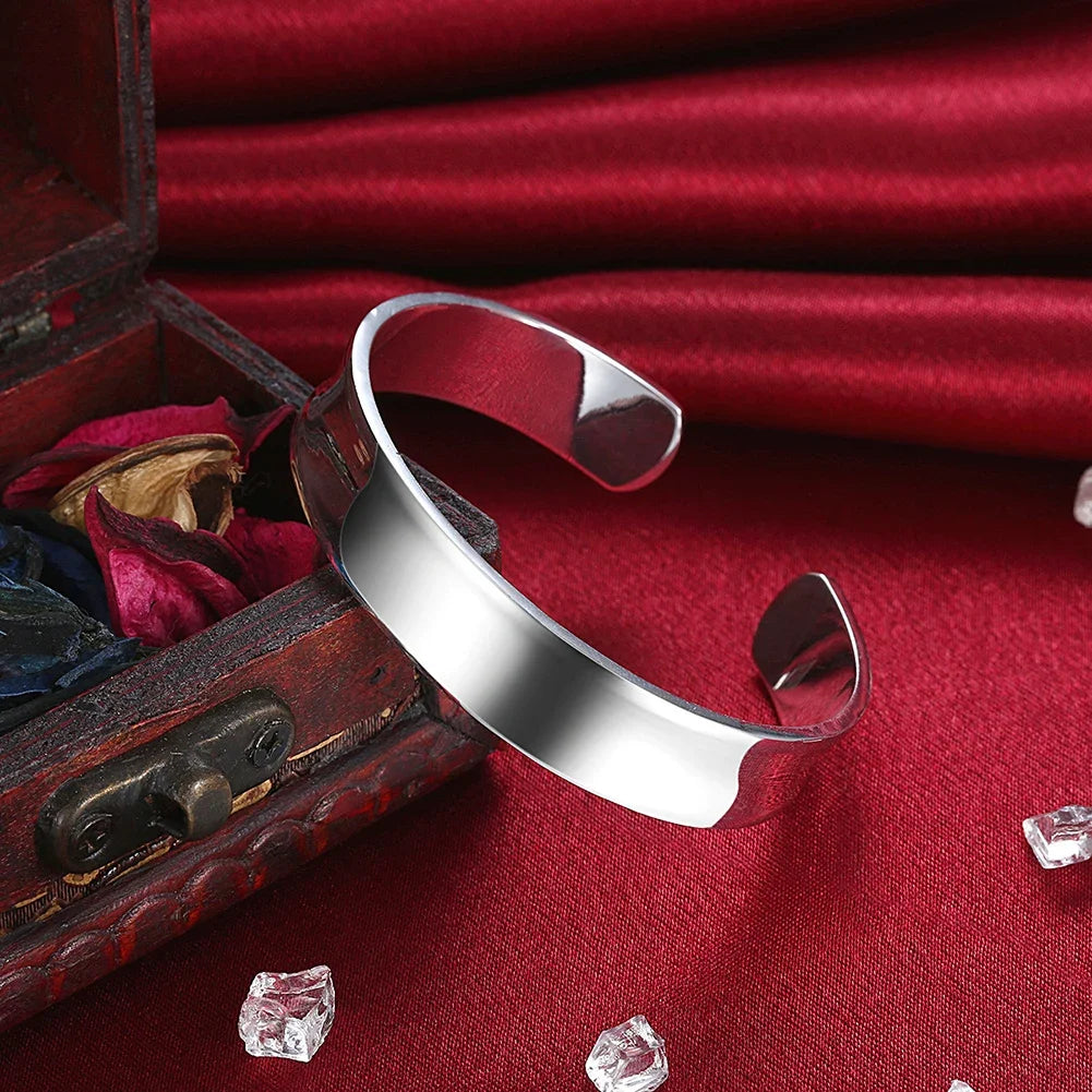 Women’s 925 Sterling Silver Open Cuff Bangle – Adjustable Charm Bracelet for Wedding Party Fashion Jewelry