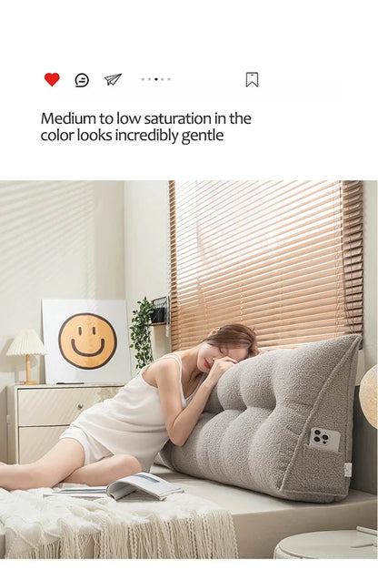 Large Triangular Headboard Wedge Pillow – Bed Rest Backrest Cushion with Removable Cover for Positioning Support