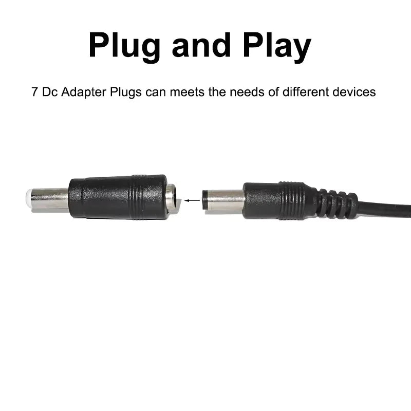 USB to DC Power Cable - 5V Charging Cord with 8 Connector Tips for CCTV & TV Box Devices