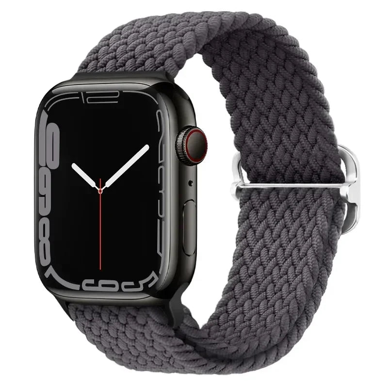 Braided Nylon Apple Watch Band – Adjustable Sport Strap Compatible with Ultra 2, Series 10/9/8/7/6/SE (40–49mm) Wrist Bracelet