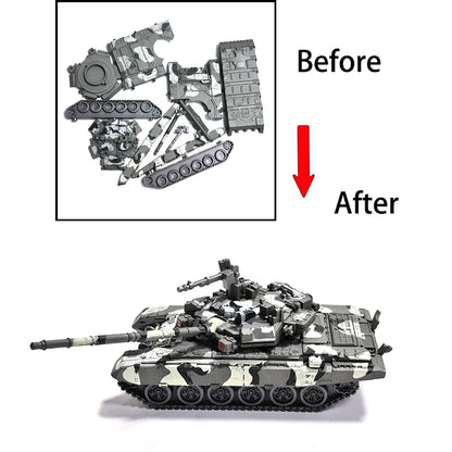 Military Building Blocks Set - F-22 F-14 Fighter Jets & Leopard 2A7 M1A2 T-90 Tank Model Toys for Boys Gifts