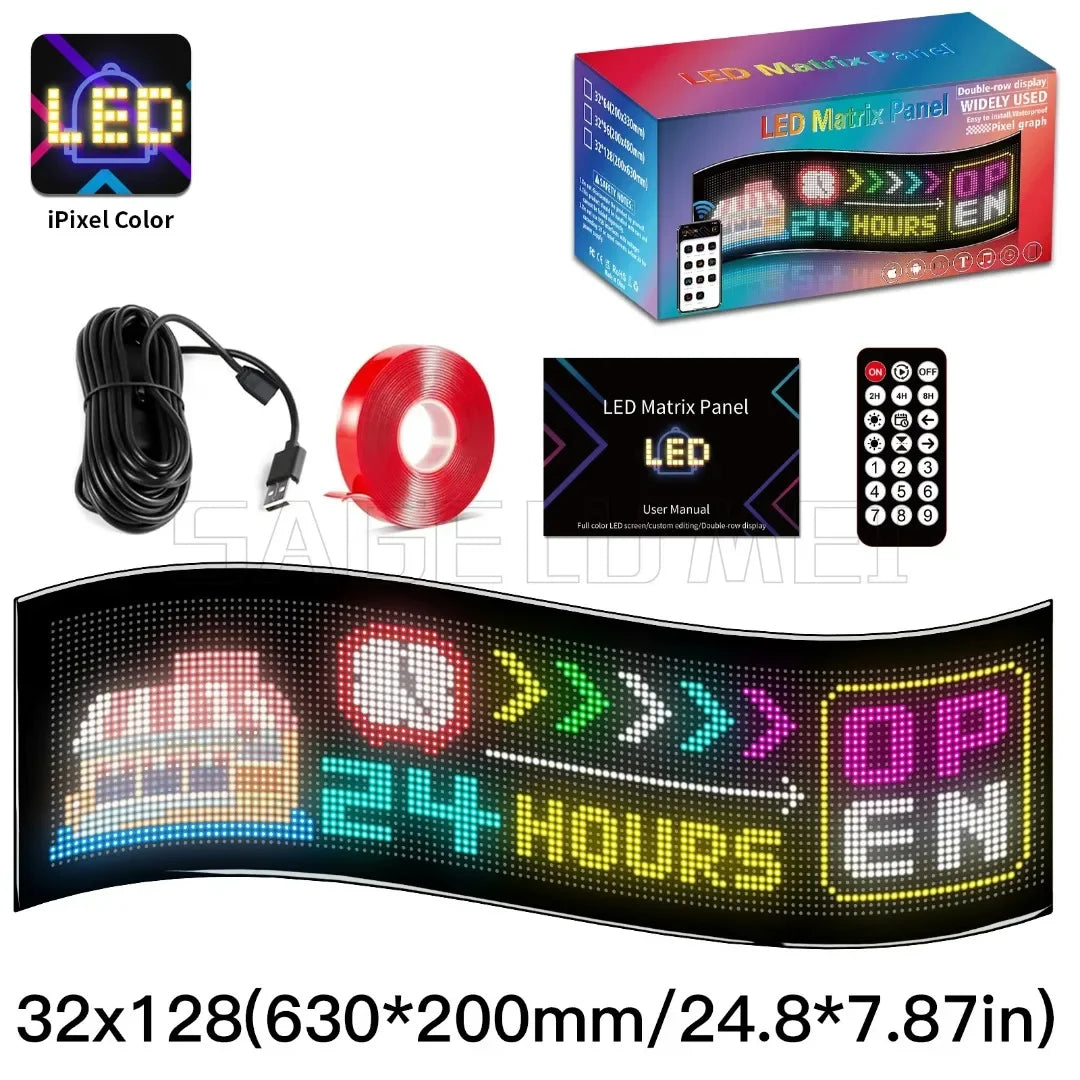 Double Row Programmable LED Matrix Display - App-Controlled Scrolling Text, Evil Eye Animation Sign for Cars, Trucks, and Parties