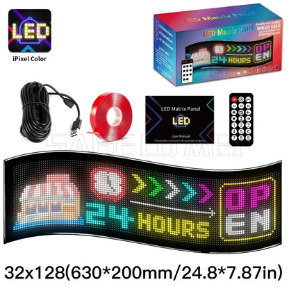 Double Row Programmable LED Matrix Display - App-Controlled Scrolling Text, Evil Eye Animation Sign for Cars, Trucks, and Parties