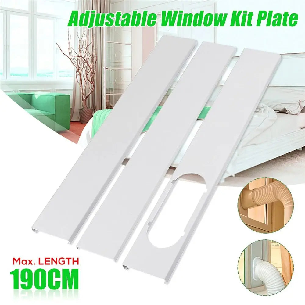 1/2PCS Portable AC Window Kit – Adjustable Slide Plate & Exhaust Hose Connector with Wind Shield Adapter