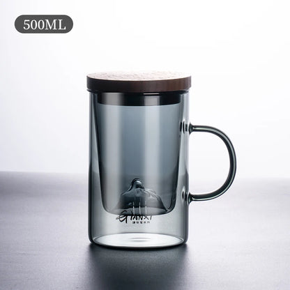 GIANXI High Borosilicate Glass Tea Cup with Belt Filter – Separate Flower Tea Water Cup for Original Tea Making