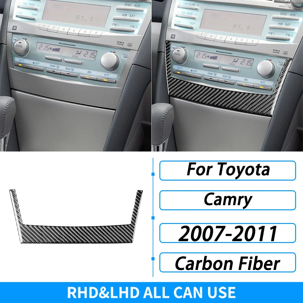 Toyota Camry 2007–2011 Carbon Fiber Interior Trim Set - Center Console, Gear Shift & Air Vent Decorative Covers