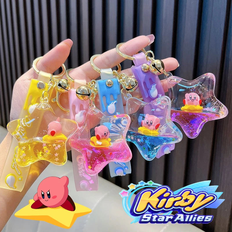 Kirby Keychain — Cartoon Quicksand Bottle Pendant for Kids | Anime Bag & School Bag Accessories, Car Decoration Gift