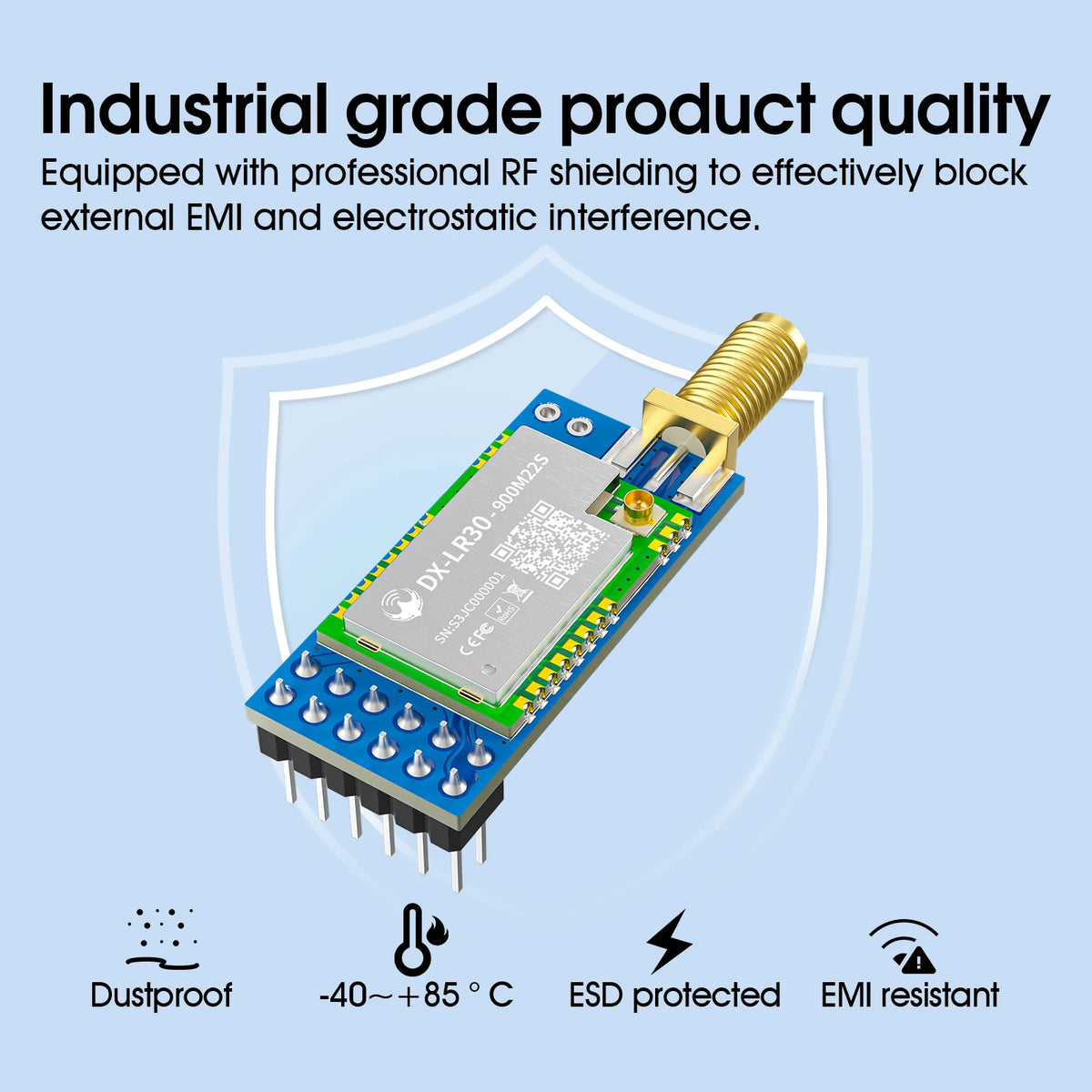 SX1262 LoRa Wireless Module - DX-LR30 22dBm Long-Range RF Module 433/475/868/915MHz
