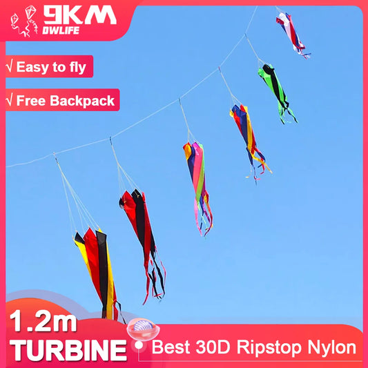 1.2M Spinner Windsock Kite - Soft Inflatable Turbine Line Decoration with Carry Bag
