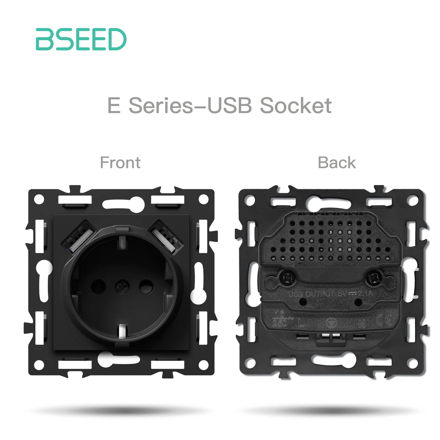 BSEED Zigbee Smart Wall Switch Parts – EU Power Outlet & Glass Frame DIY Combo