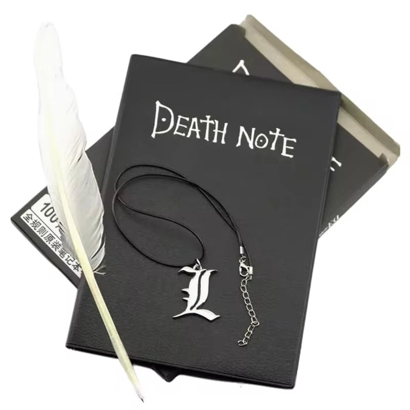 A5 Anime Notebook Set – Leather Journal, Feather Pen, Animation Art Writing Notepad, Christmas Gift