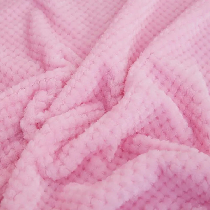 70x100cm Baby Blanket – Thick Flannel Solid Color & Pineapple Plaid Swaddle, Sofa & Throw Blanket for Kids