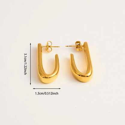 CARLIDANA 18K Gold Plated Titanium Steel Square Earrings – Waterproof Wrinkle-Shaped Jewelry