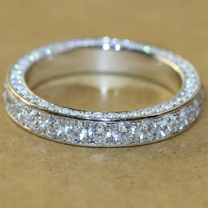 925 Sterling Silver Eternity Band Ring - CZ Diamond Promise Engagement Wedding Jewelry for Women & Men