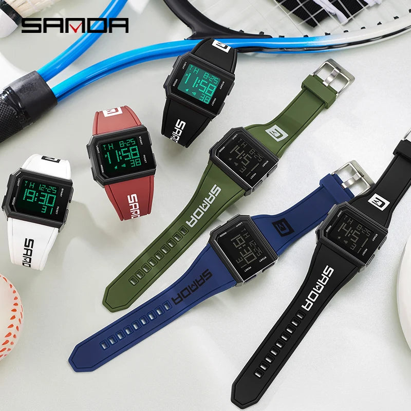 SANDA Men’s Fashion Outdoor Military Sport LED Digital Watch – 5Bar Waterproof Wristwatch