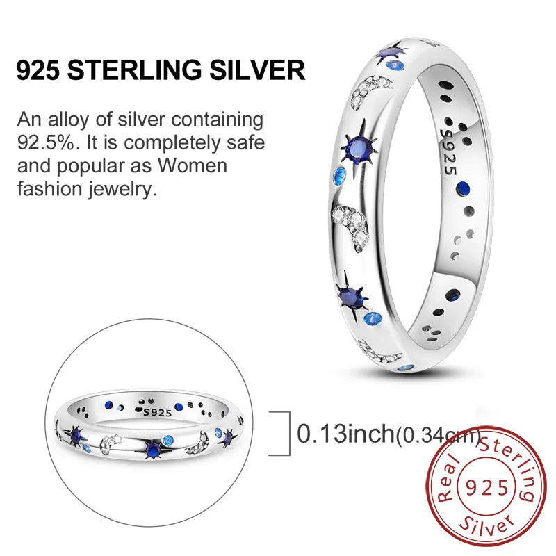 925 Sterling Silver Rings - Bow, Heart, Sun, Moon & Star Zircon Jewelry for Women, Birthday & Anniversary Gift