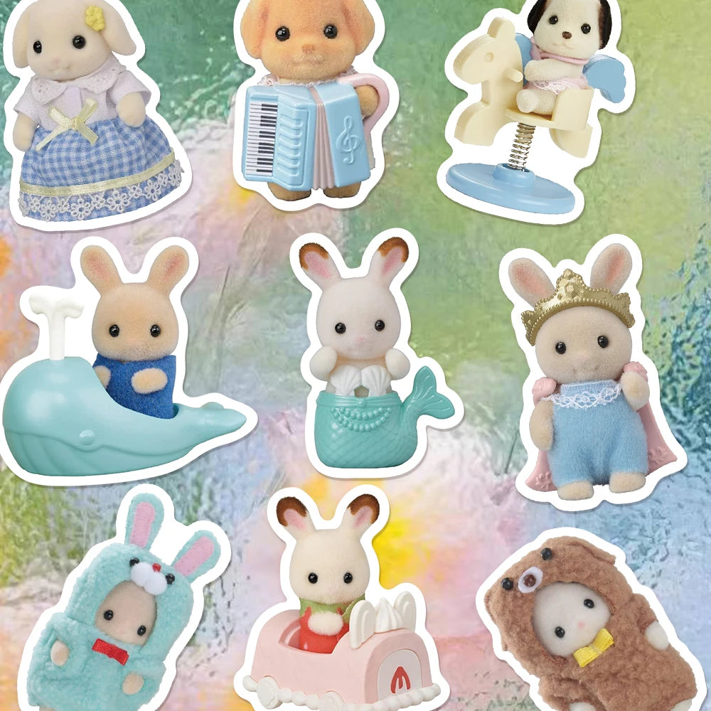 55/110/165PCS Cute Cartoon Sticker Set - Calico Critters Style Notebook, Skateboard & Luggage Decorations