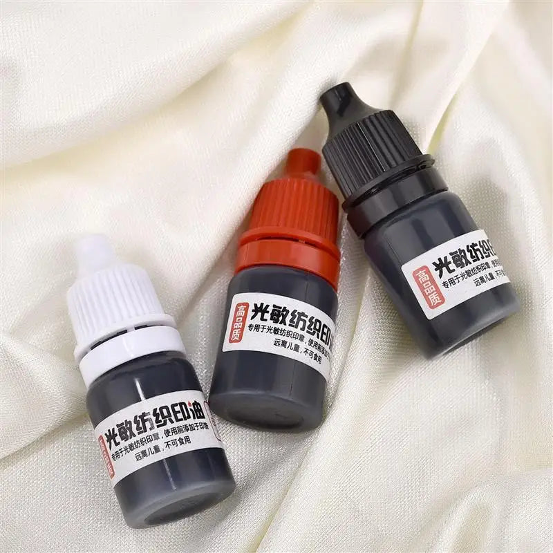 10ml Textile Ink for Clothes – Blue, Red & Black Waterproof Ink for Kids’ Name Stamps, Non-Fading