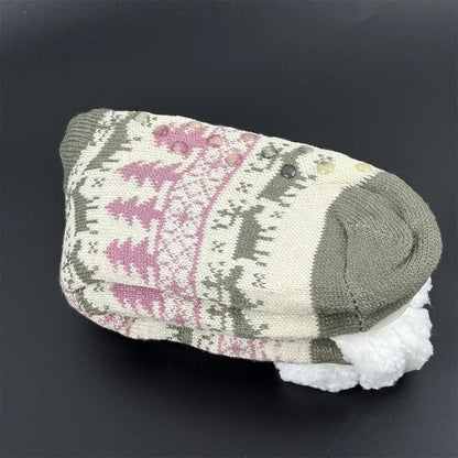 Fuzzy Plush Winter Socks - Warm Non-Slip Snowflake Slipper Socks for Women, Home & Sleeping