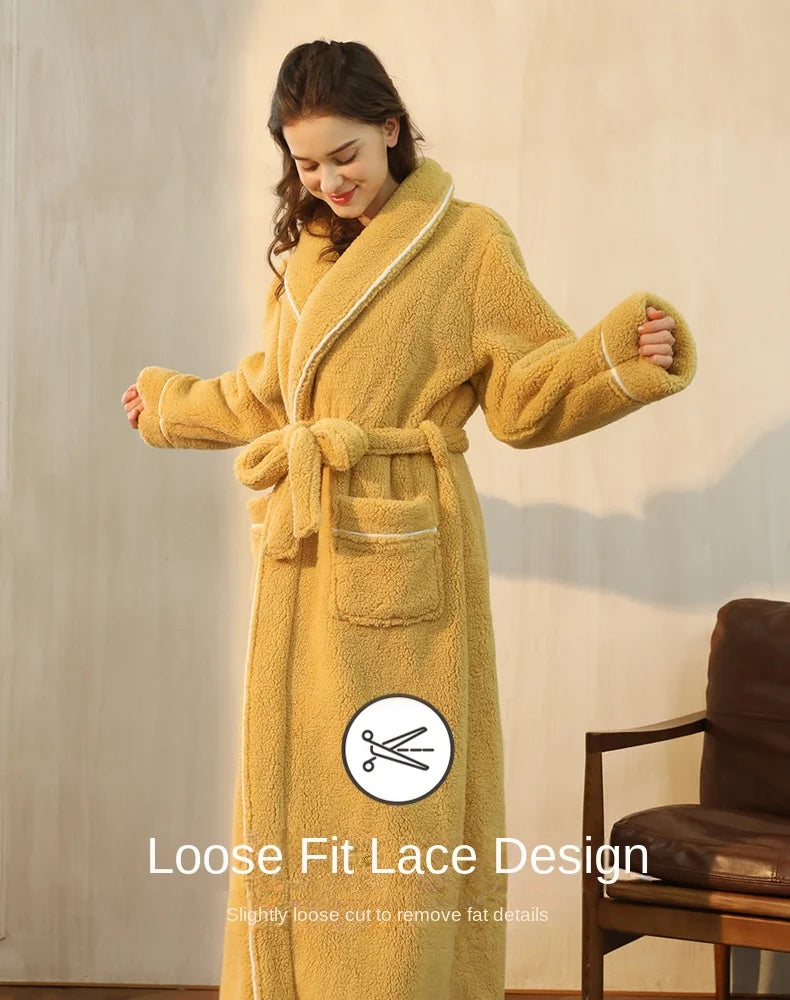 2025 Autumn Winter Cotton Robe – Thick Comfortable Large-Size Bathrobe for Men & Women, Luxury Couple Pajamas