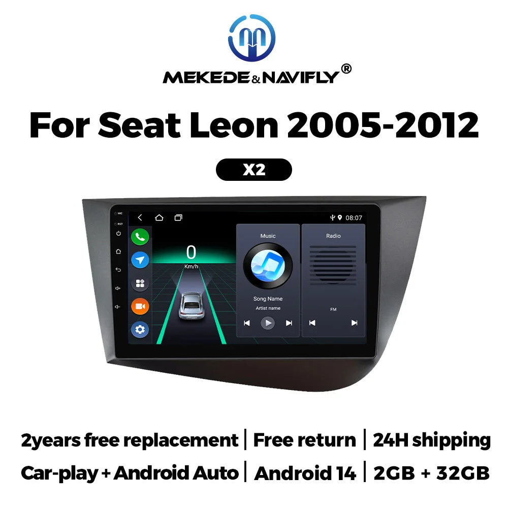 MEKEDE 9-Inch Android Car Radio - Wireless CarPlay, Android Auto & GPS Navigation for Seat Leon MK2 2005-2012