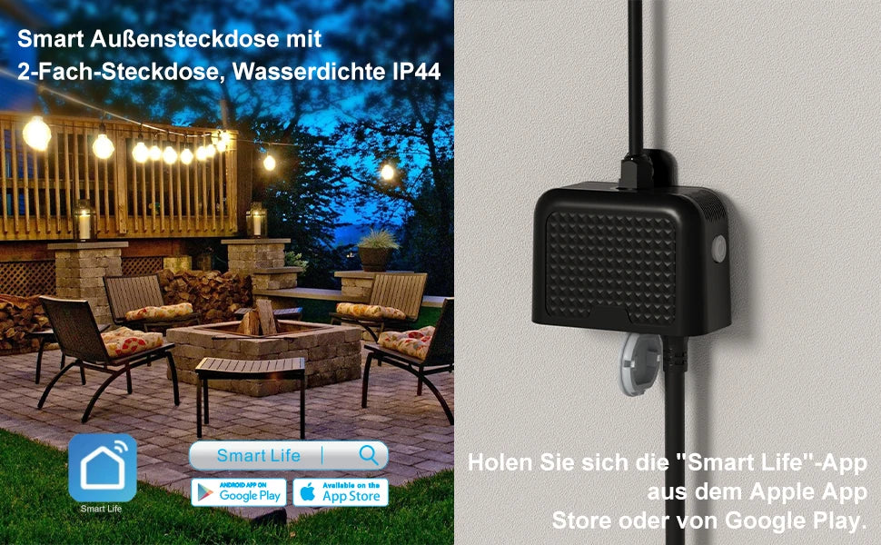 EU WiFi Smart Outdoor Power Socket — Waterproof IP44, Remote Control, Alexa & Google Assistant Compatible