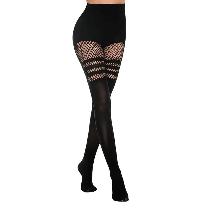 Women’s Fishnet Thigh High Stockings, Sexy Sheer Web Pantyhose Lingerie Tights, Stretch Fish Net Splice Hosiery Fashion Stockings