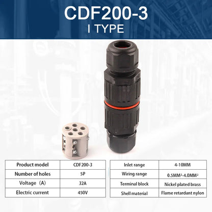 IP68 Waterproof Wire Connector Junction Box – 2/3/5 Pin Quick Push-In Terminal for 4-10mm Outdoor Cables