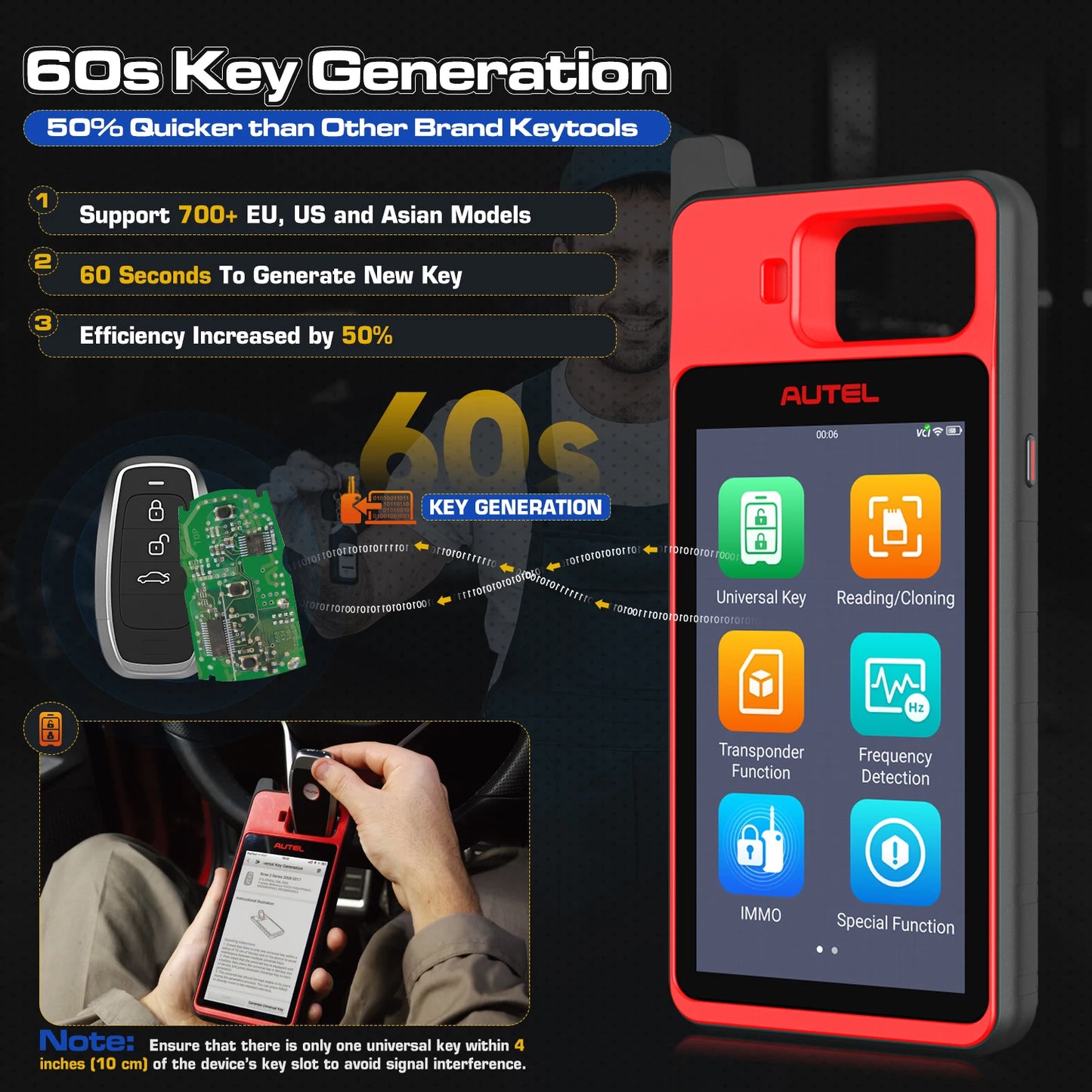 Autel MaxiIM KM100 Key Tool — OBD IMMO Key Generator with Chip/Transponder Read, Write & Clone, Lifetime Free Updates
