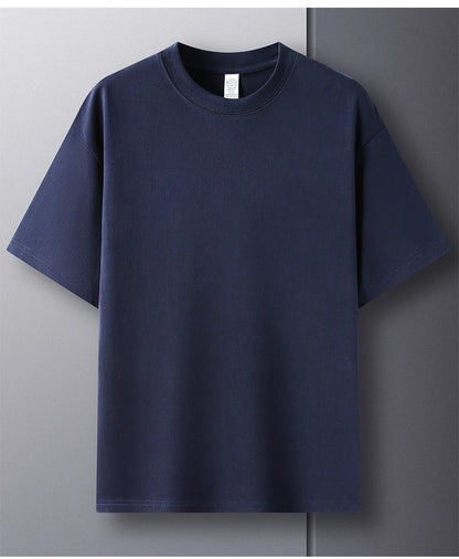 100% Pure Cotton Men’s Summer T-Shirt – High-End Short Sleeve Round Neck Breathable Fashion Top