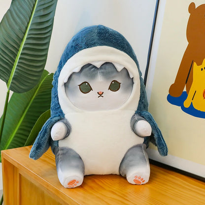 Fun Transformed Cat Doll Plush Toy – Cute 25cm Shark Cat Plush Gift for Girls and Children