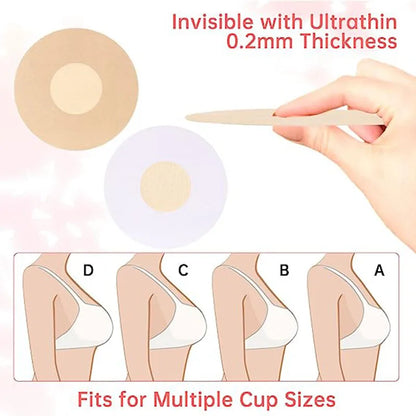 100-Pack Disposable Nipple Stickers: Invisible Non-Woven Chest Patch for Bra-less Support - Breast Pad Pasties Nipple Cover Stickers