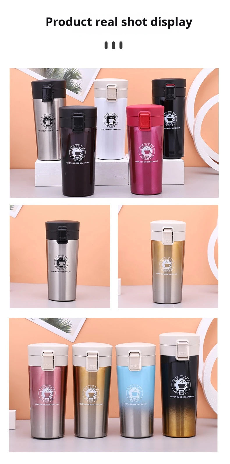 380/510ML Stainless Steel Vacuum Insulated Coffee Cup — Thermal Travel Mug Keeps Drinks Hot & Cold for Car & Outdoor Sports
