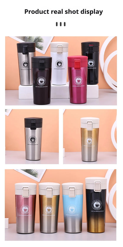 380/510ML Stainless Steel Vacuum Insulated Coffee Cup — Thermal Travel Mug Keeps Drinks Hot & Cold for Car & Outdoor Sports