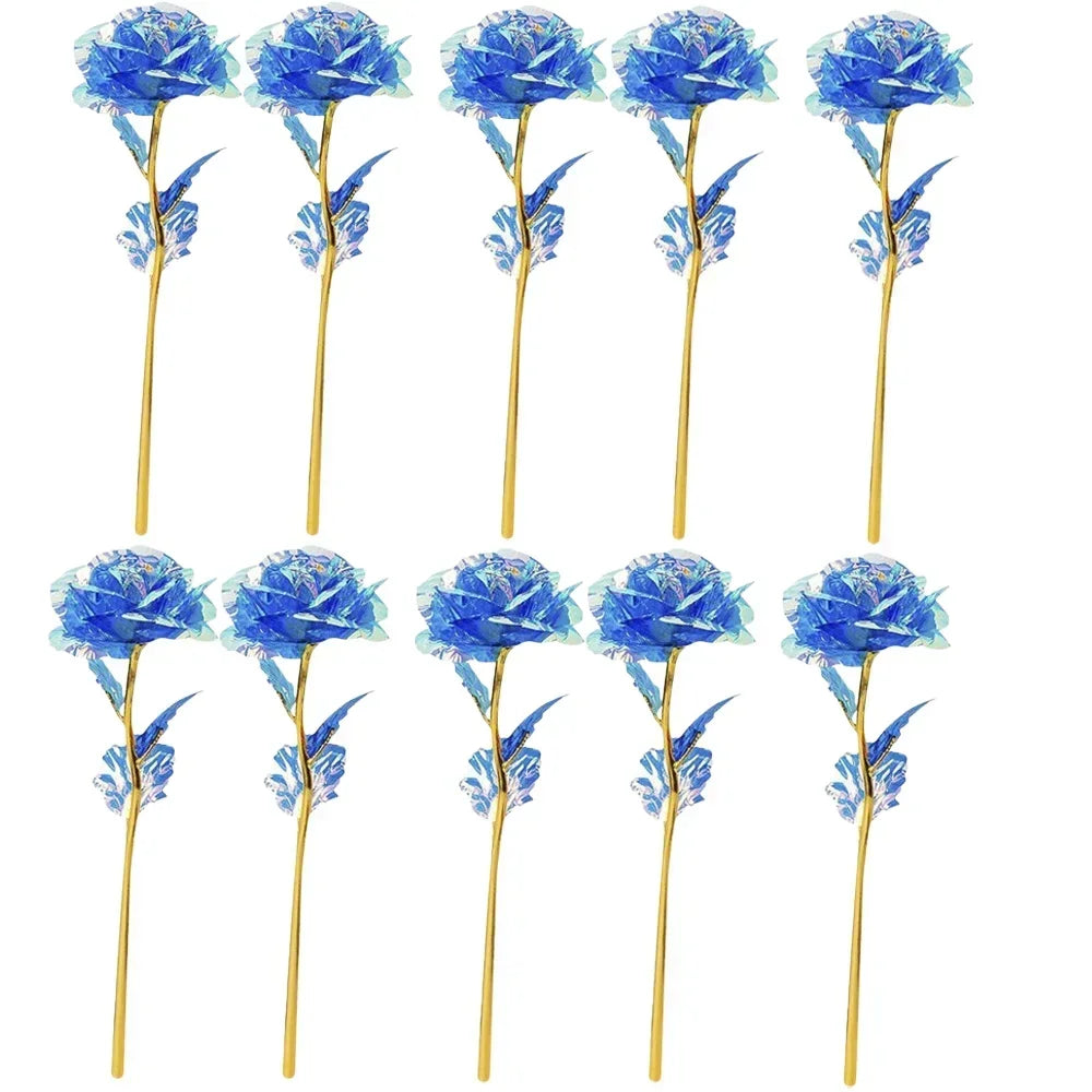 10PCS 24K Foil Plated Rose Gold Roses – Valentine’s Day, Wedding & Forever Love Decorative Gift