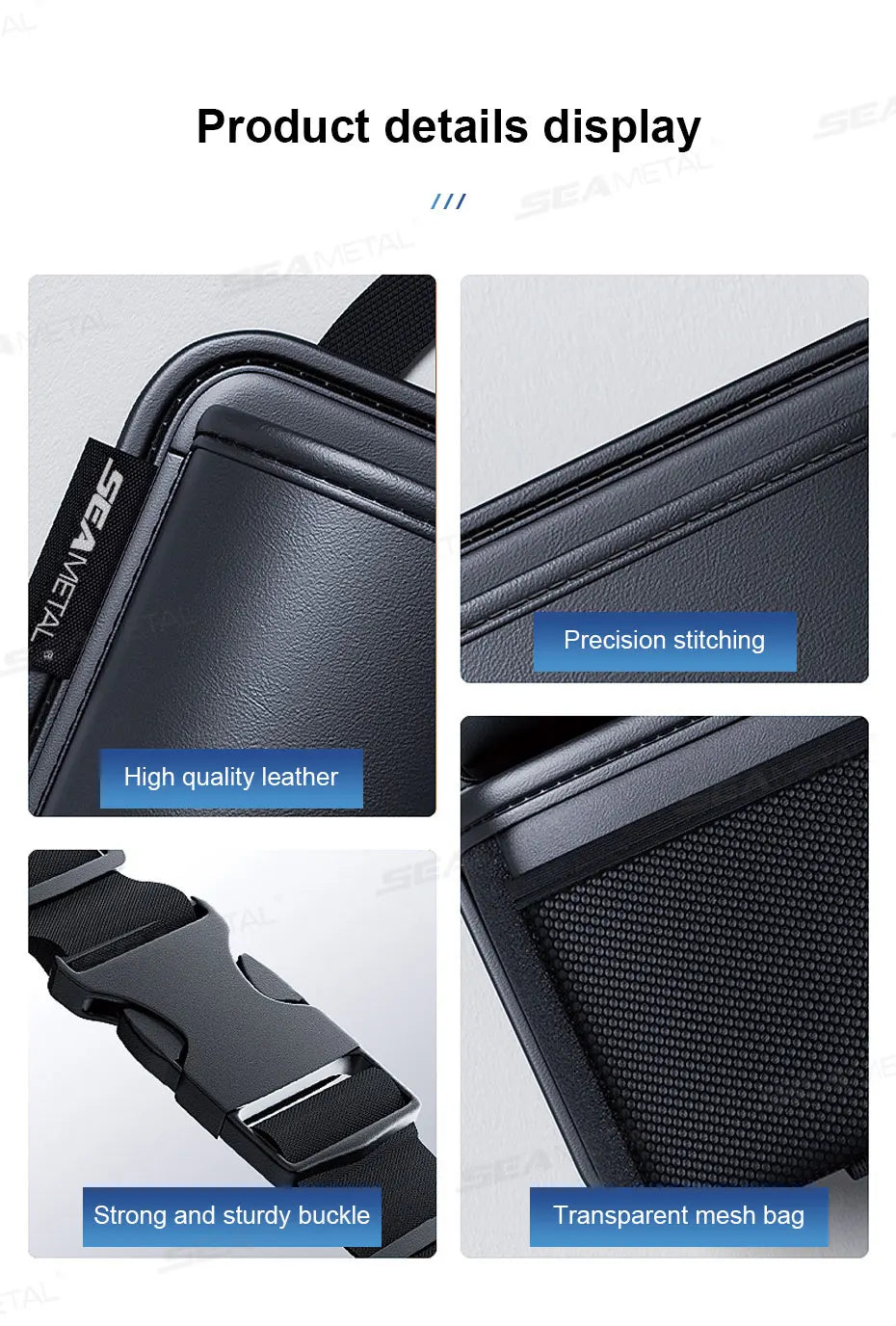 BLALION Car Trunk Leatherette Storage Bag — Detachable High-Capacity Hanging Organizer for Jeep, SUV & Van Seat Backs