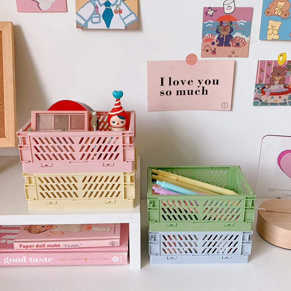 Mr. Paper Stackable Stationery Holder - Foldable Plastic Desktop Organizer for School & Office Supplies
