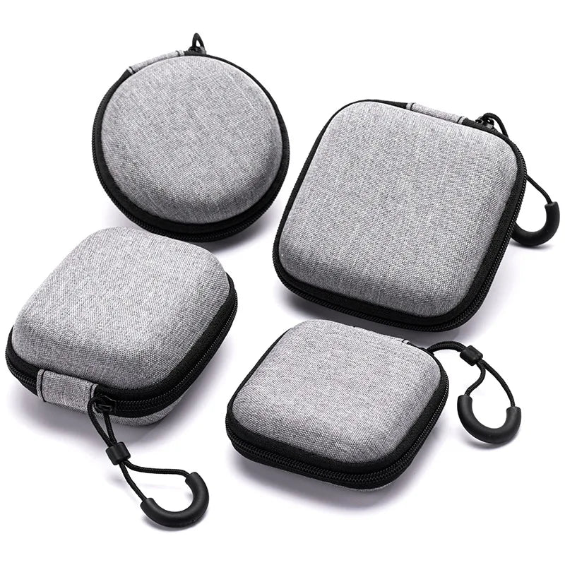Portable Shockproof Headphone Case – Hard Shell Earphone Bag for Headset, Memory Card & USB Cable Storage