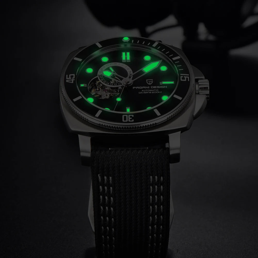 PAGANI DESIGN 2023 Men’s Tourbillon Automatic Watch – Mechanical Wristwatch with Ceramic Bezel, Luminous Display & 20Bar Waterproof