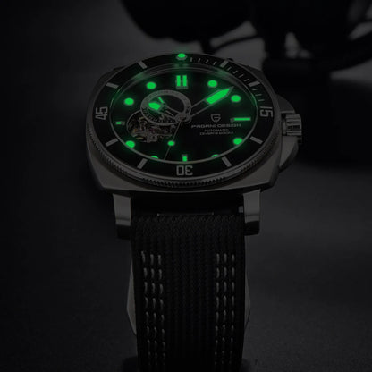 PAGANI DESIGN 2023 Men’s Tourbillon Automatic Watch – Mechanical Wristwatch with Ceramic Bezel, Luminous Display & 20Bar Waterproof