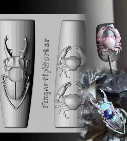 Snake Lolita Bow, Mushroom, Rose, Lotus, Bear 3D Acrylic Nail Mold - DIY Silicone Nail Decorations & Nail Art Products