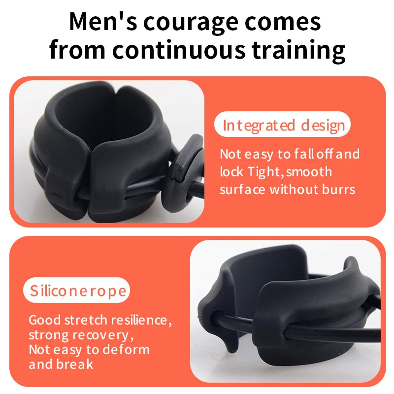 BDSM Male Penis Ring & Extender — Weight-Bearing Stretcher, Enlargement Device with Ball & Semen Lock, Adult Sex Toy for Men
