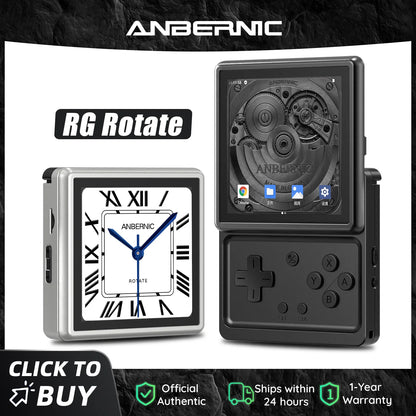ANBERNIC RG Rotate Android Handheld Game Console – 3.5” IPS 720×720 Retro Gaming Emulator, T618 WiFi Portable Player 3GB+32GB